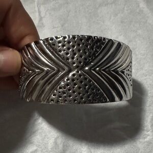 Textured Silver-Tone Cuff Bracelet